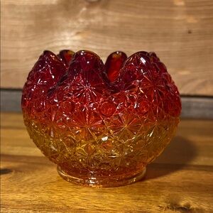 Vibrant Red and Orange Vintage Glass Bowl